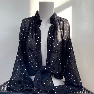 Express Gild Polka Dot  Black Top Size S